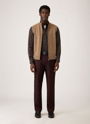 Men's Merino Cotton Double Faced Gilet in Dark Beige