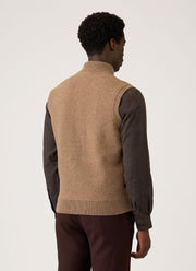 Men's Merino Cotton Double Faced Gilet in Dark Beige