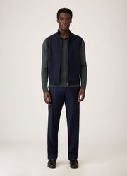 Men's Merino Cotton Double Faced Gilet in Navy