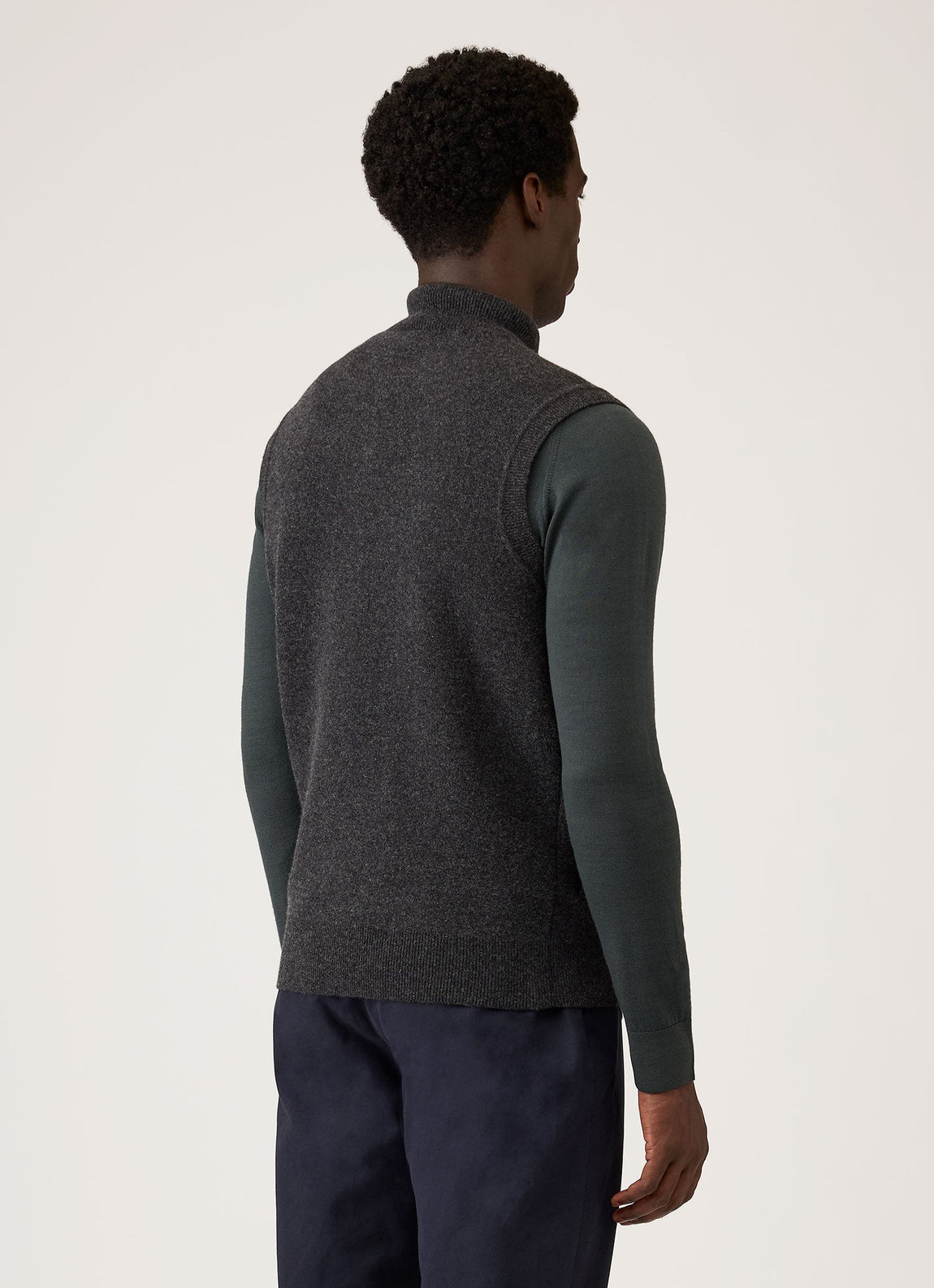 Men's Merino Cotton Double Faced Gilet in Dark Charcoal Melange