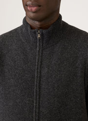 Men's Merino Cotton Double Faced Gilet in Dark Charcoal Melange