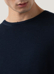 Men's Extra-Fine Merino Crew Neck in Light Navy