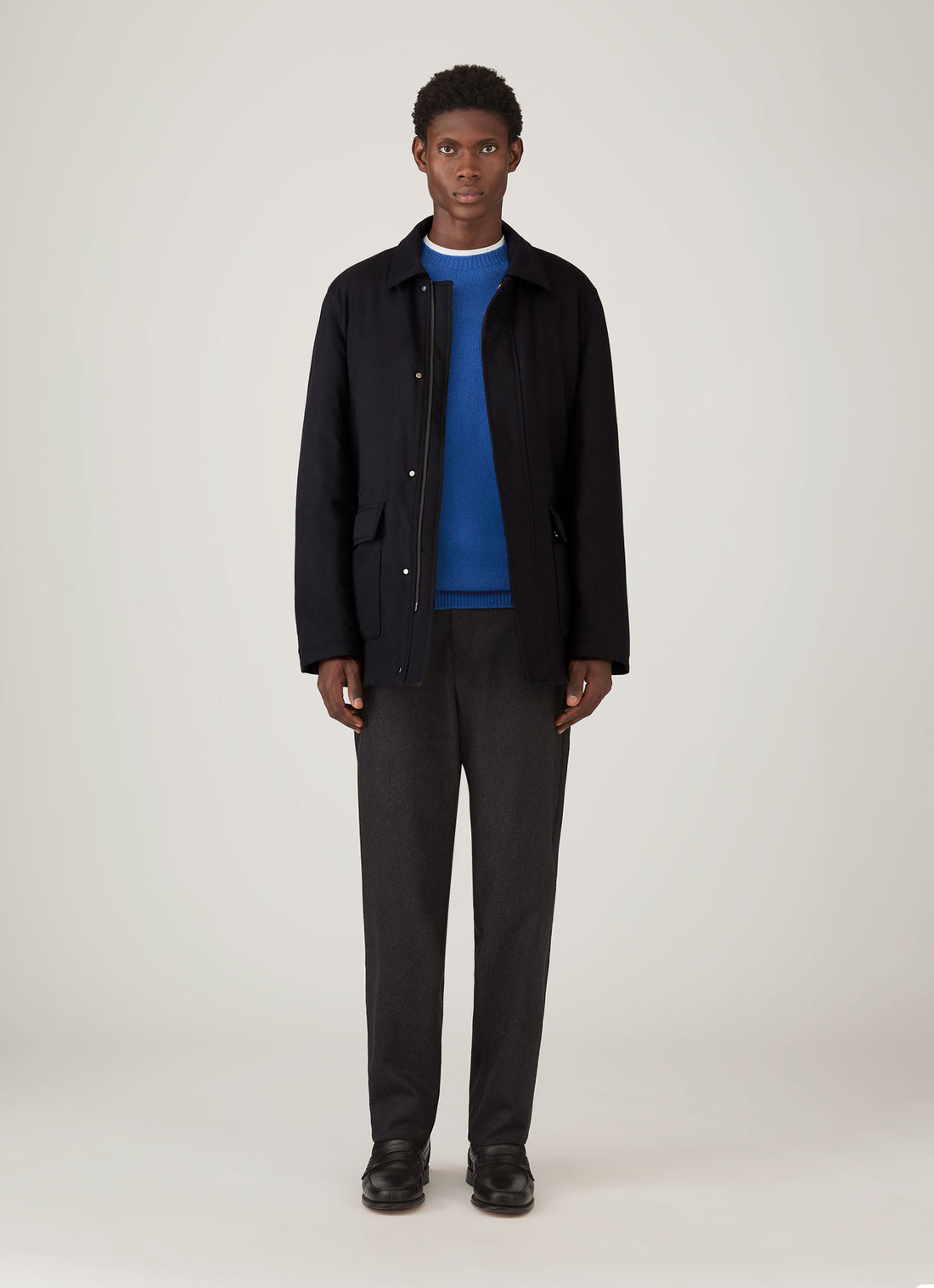 Men's Lambswool Crew Neck Jumper in Cobalt