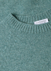 Men's Lambswool Crew Neck Jumper in Steel Green