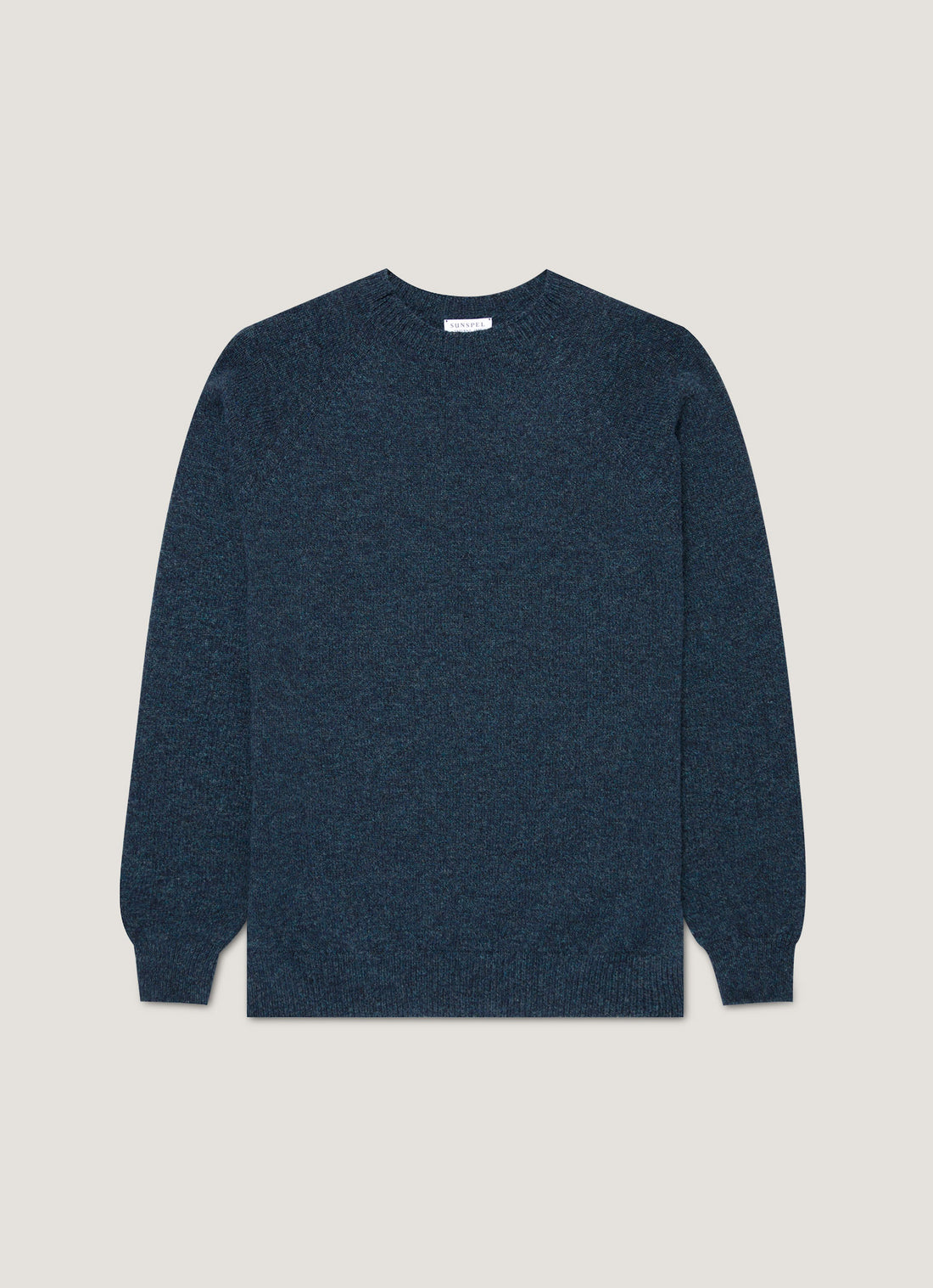 Men's Lambswool Crew Neck Jumper in Dark Petrol Twist