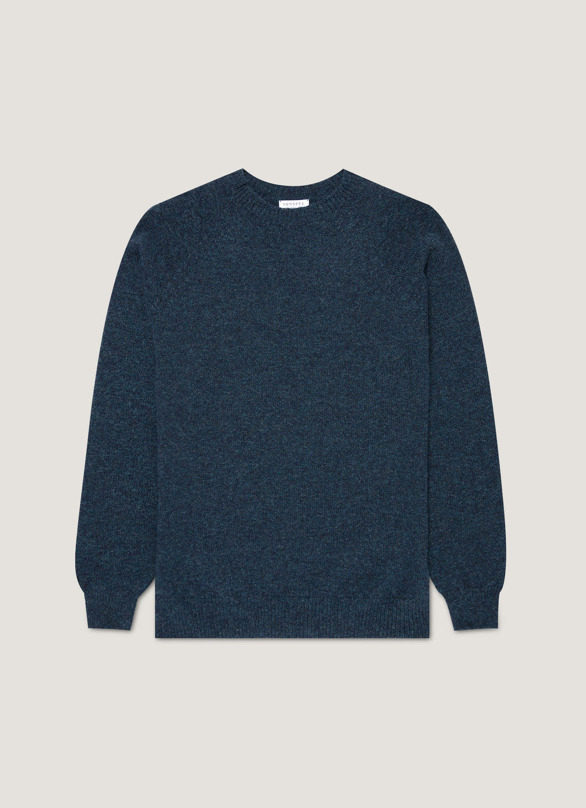 Men's Lambswool Crew Neck Jumper in Dark Petrol Twist