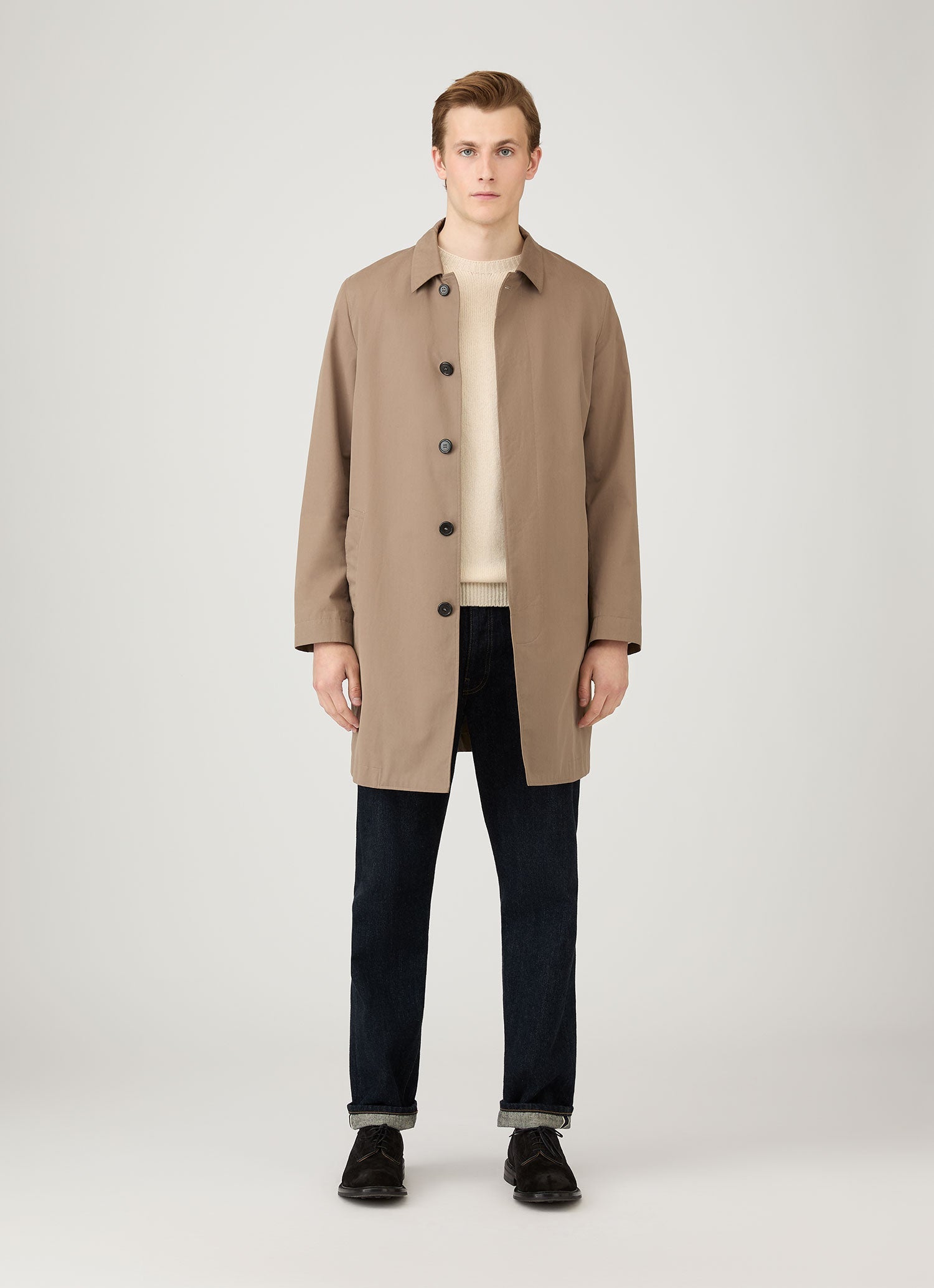 Men's Lambswool Crew Neck Jumper in Ecru | Sunspel