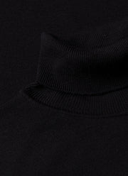 Men's Extra-Fine Merino Roll Neck in Black