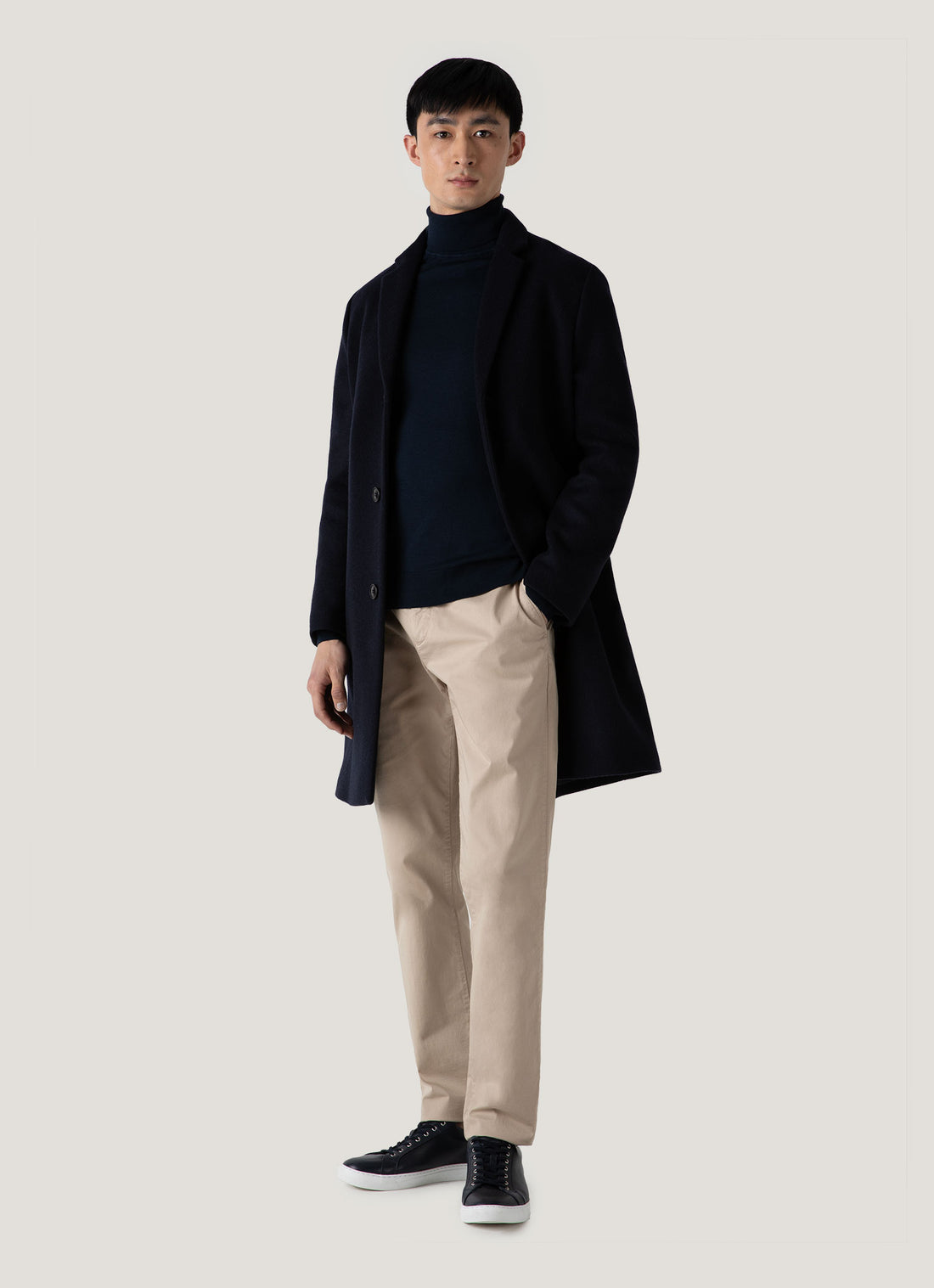 Men's Extra-Fine Merino Roll Neck in Light Navy