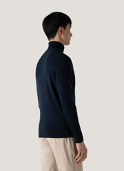 Men's Extra-Fine Merino Roll Neck in Light Navy