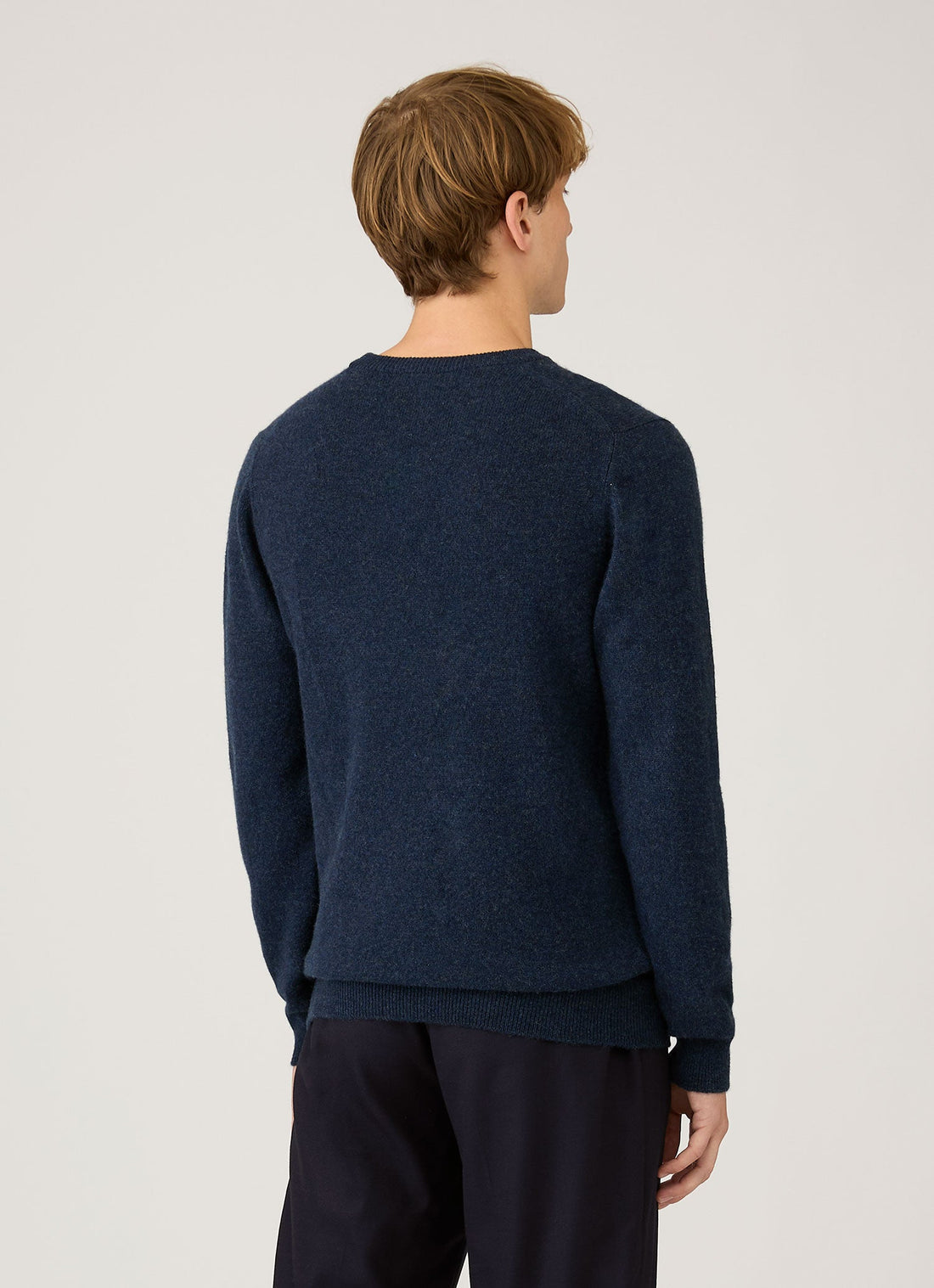 Men's Cashmere Crew Neck Jumper in Navy Melange