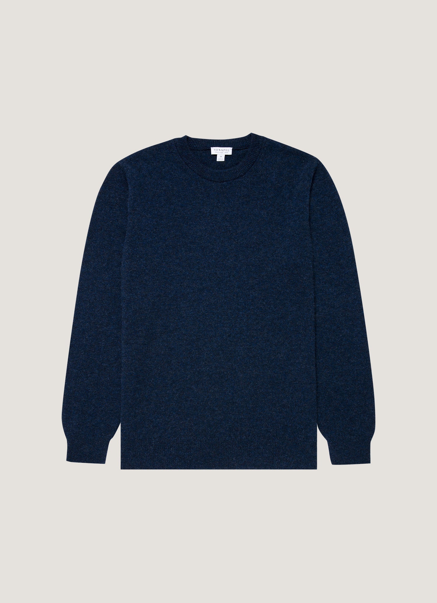 Men's Cashmere Crew Neck Jumper in Navy Melange | Sunspel