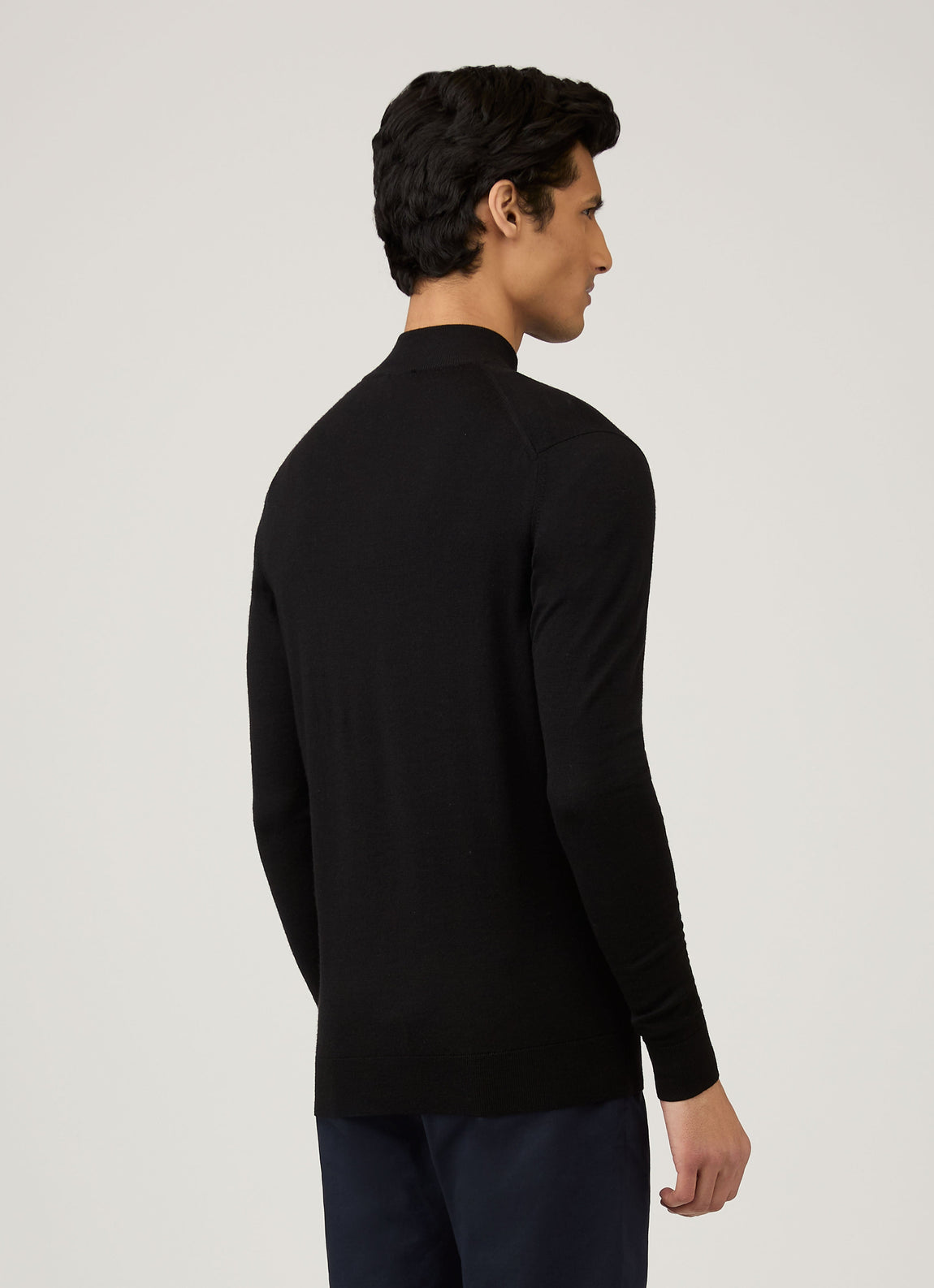 Men's Extra-Fine Merino Zip Neck in Black
