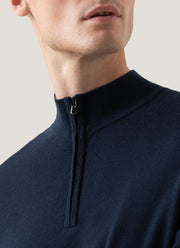 Men's Extra-Fine Merino Zip Neck in Light Navy