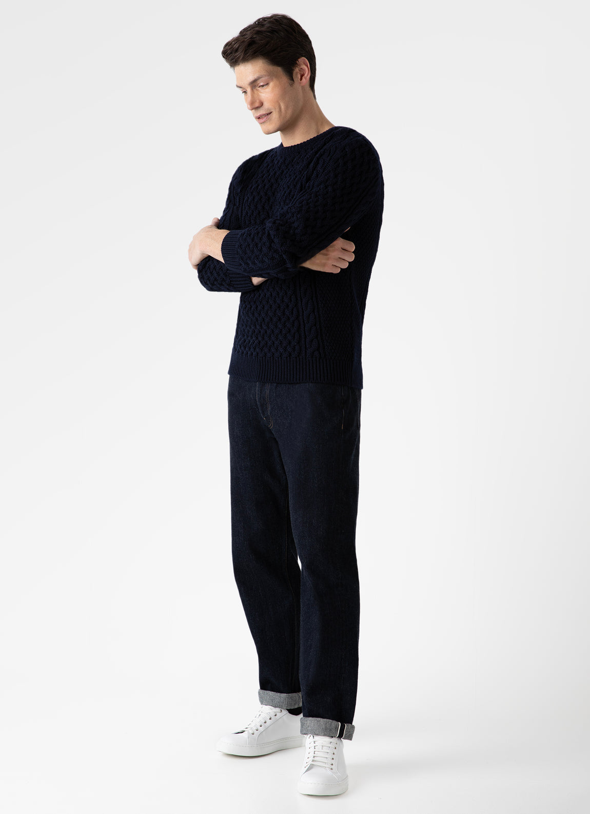 Men's Cable Knit Jumper in Navy