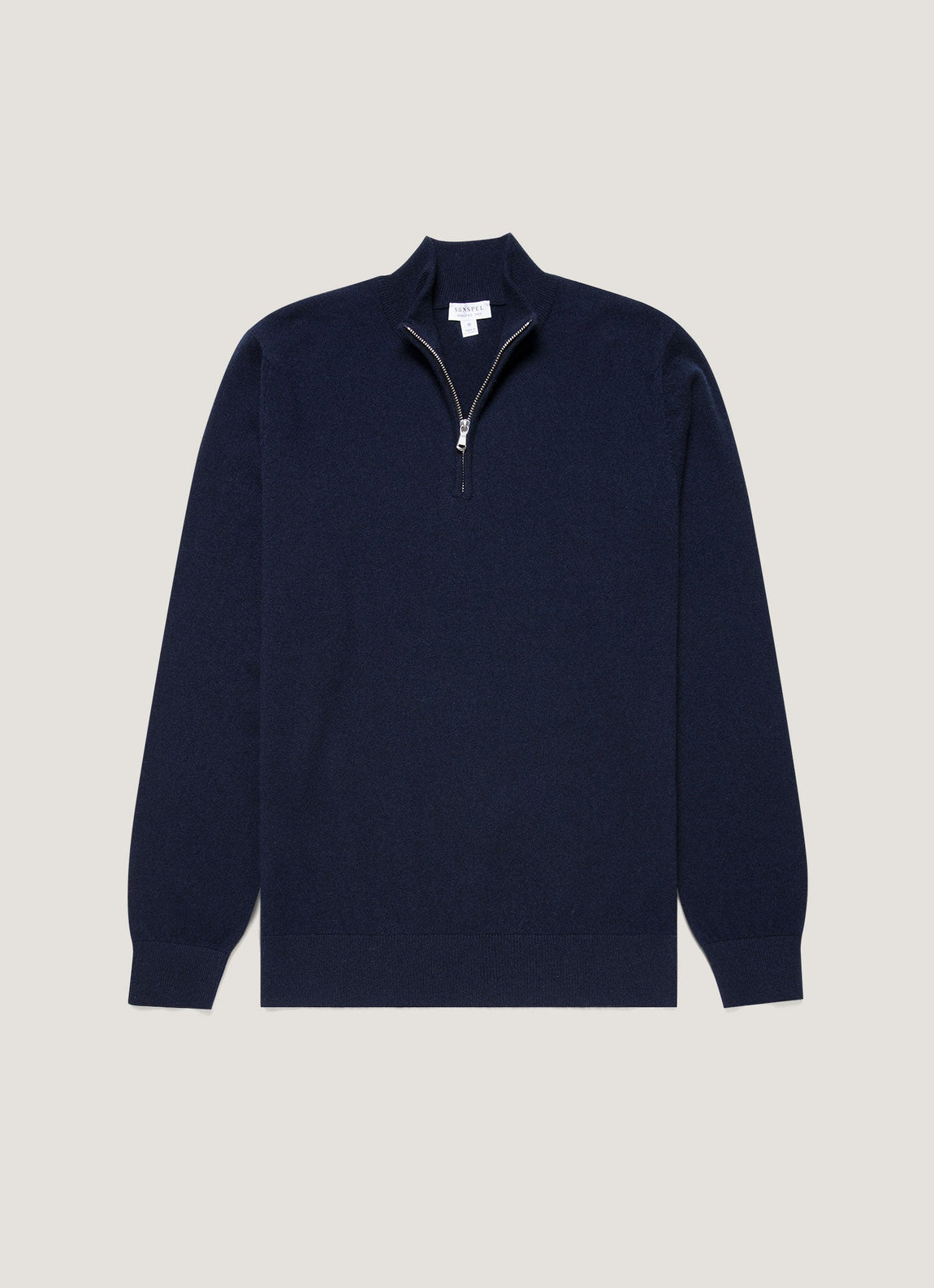 Men's Cashmere Zip Neck Jumper in Navy