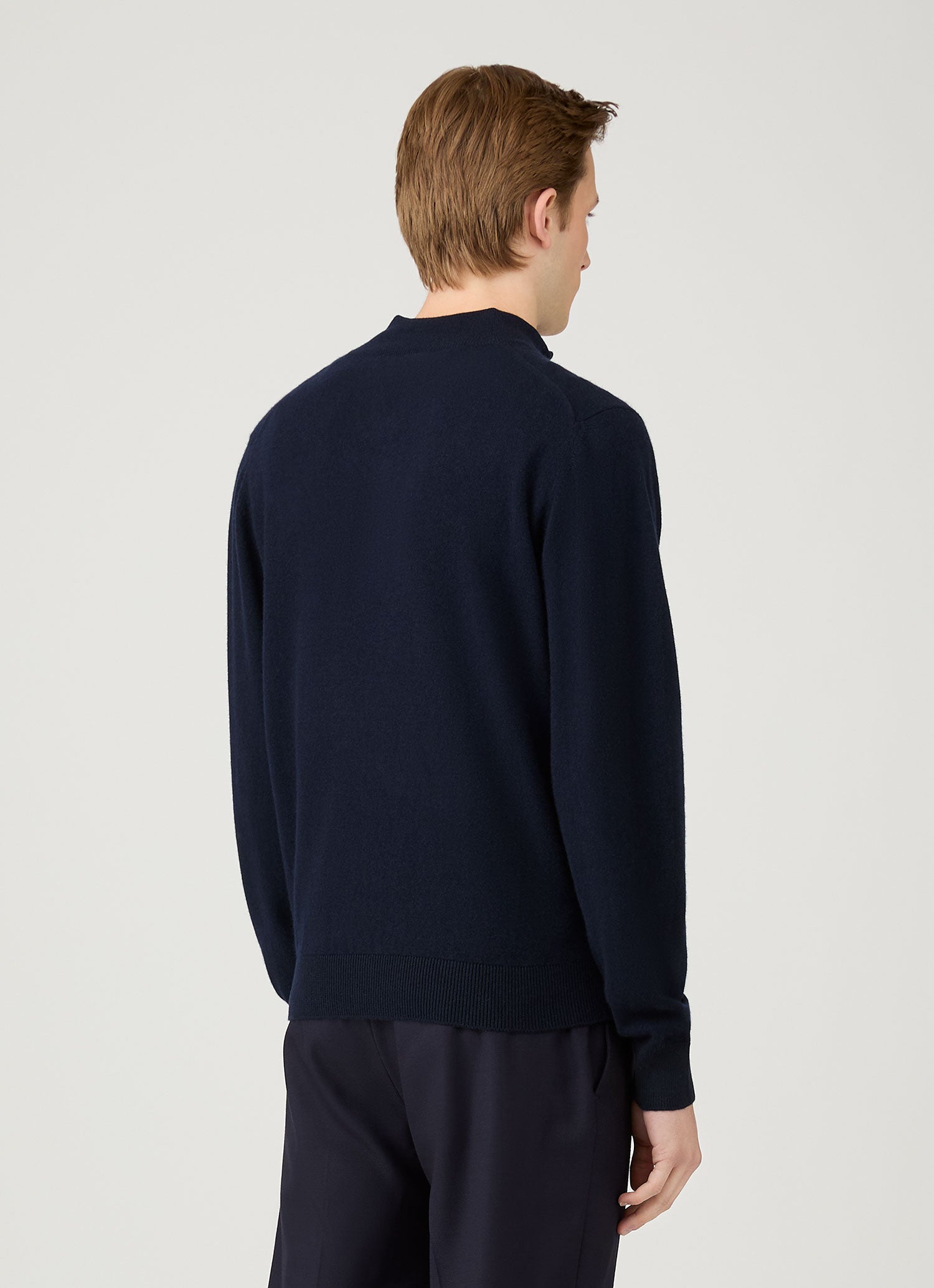 Men's Cashmere Zip Neck Jumper in Navy