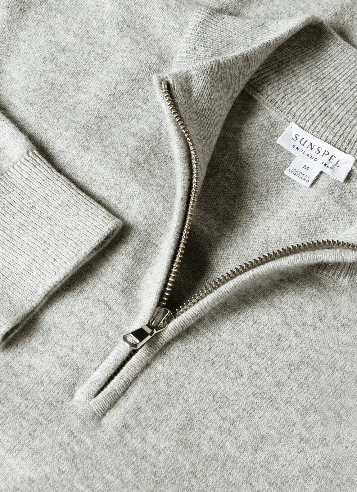 Men's Cashmere Zip Neck Jumper in Grey Melange