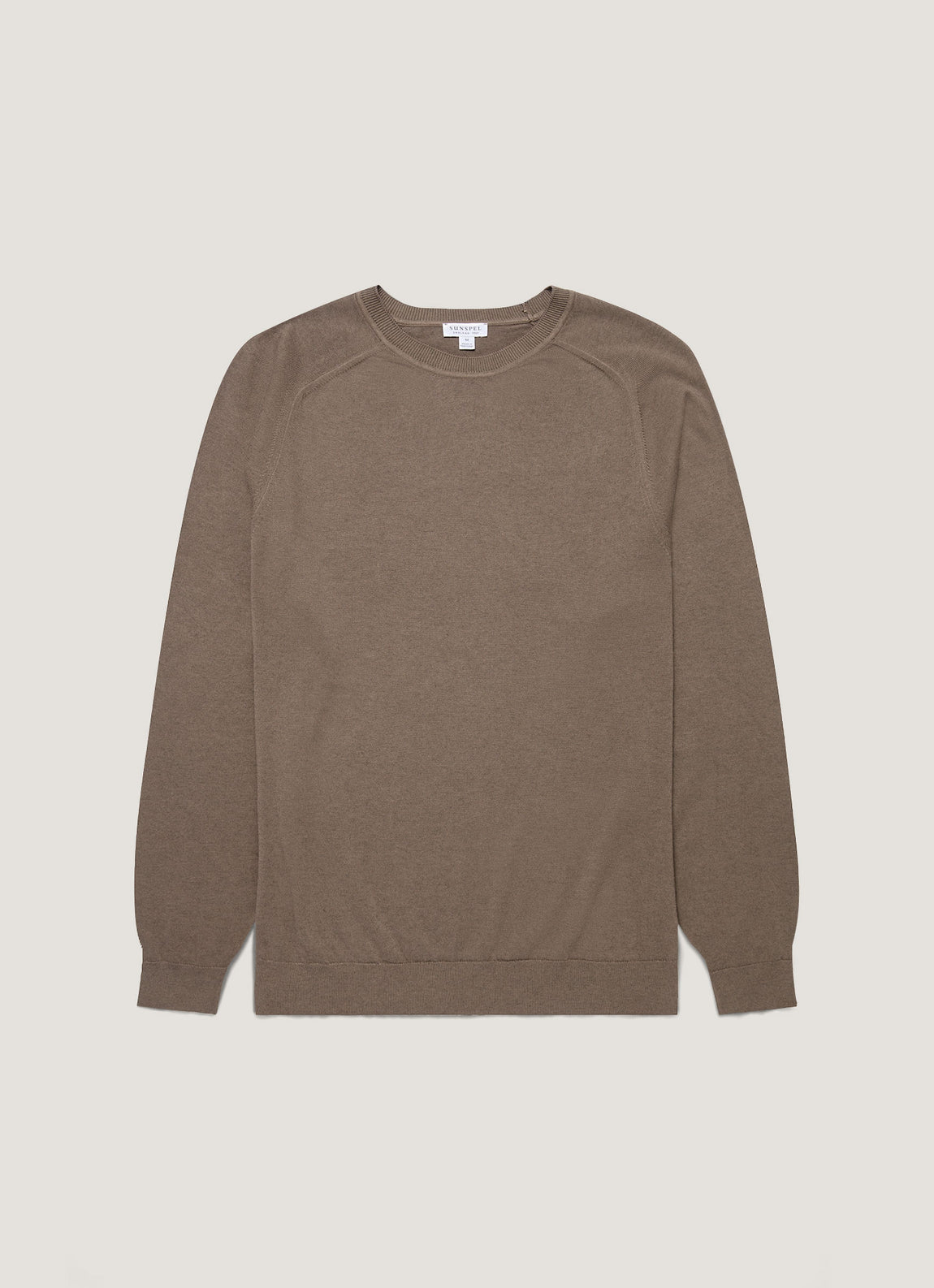 Men's Sea Island Cashmere Crew Neck Jumper in Bark