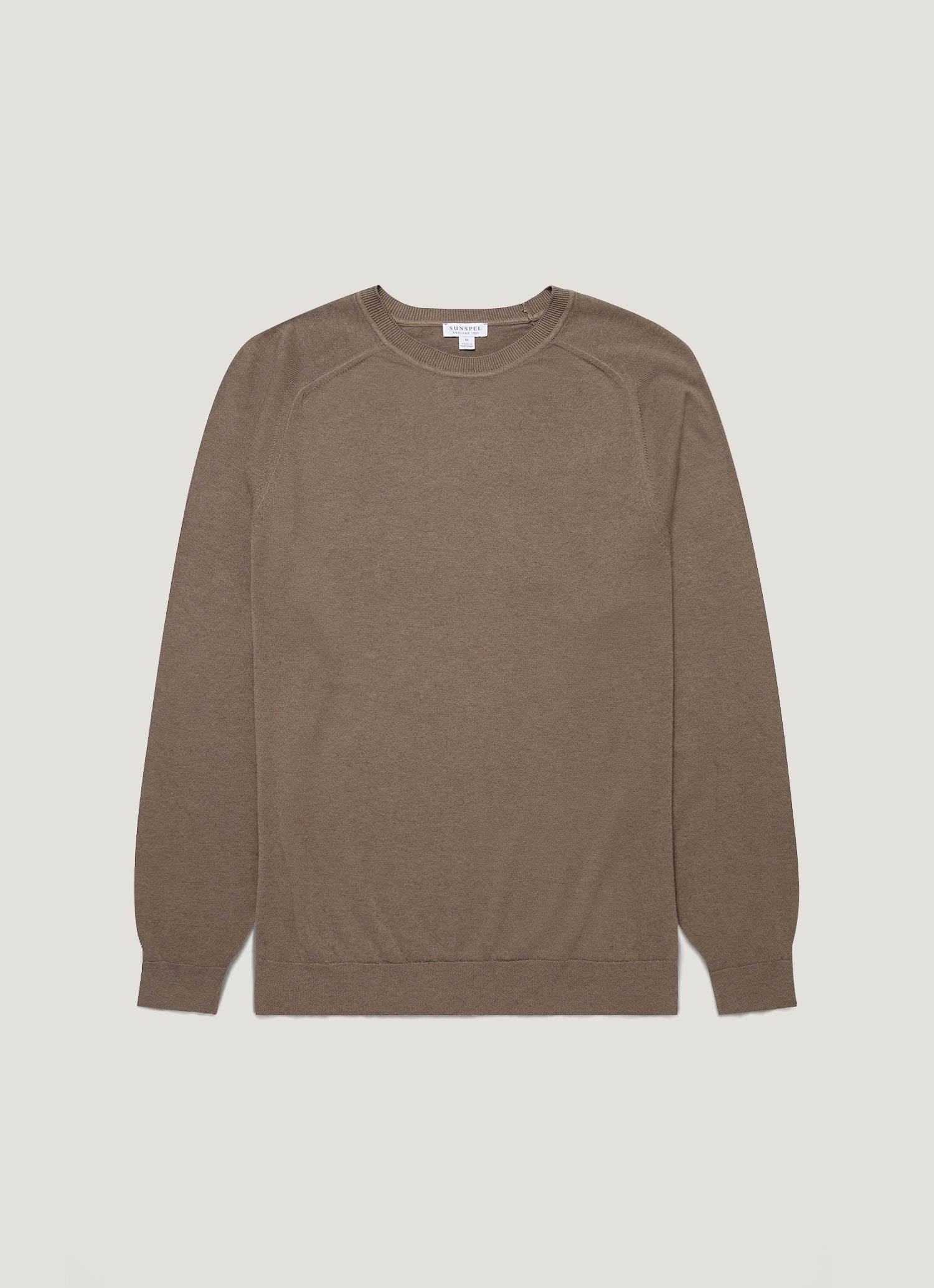 Men's Sea Island Cashmere Crew Neck Jumper in Bark