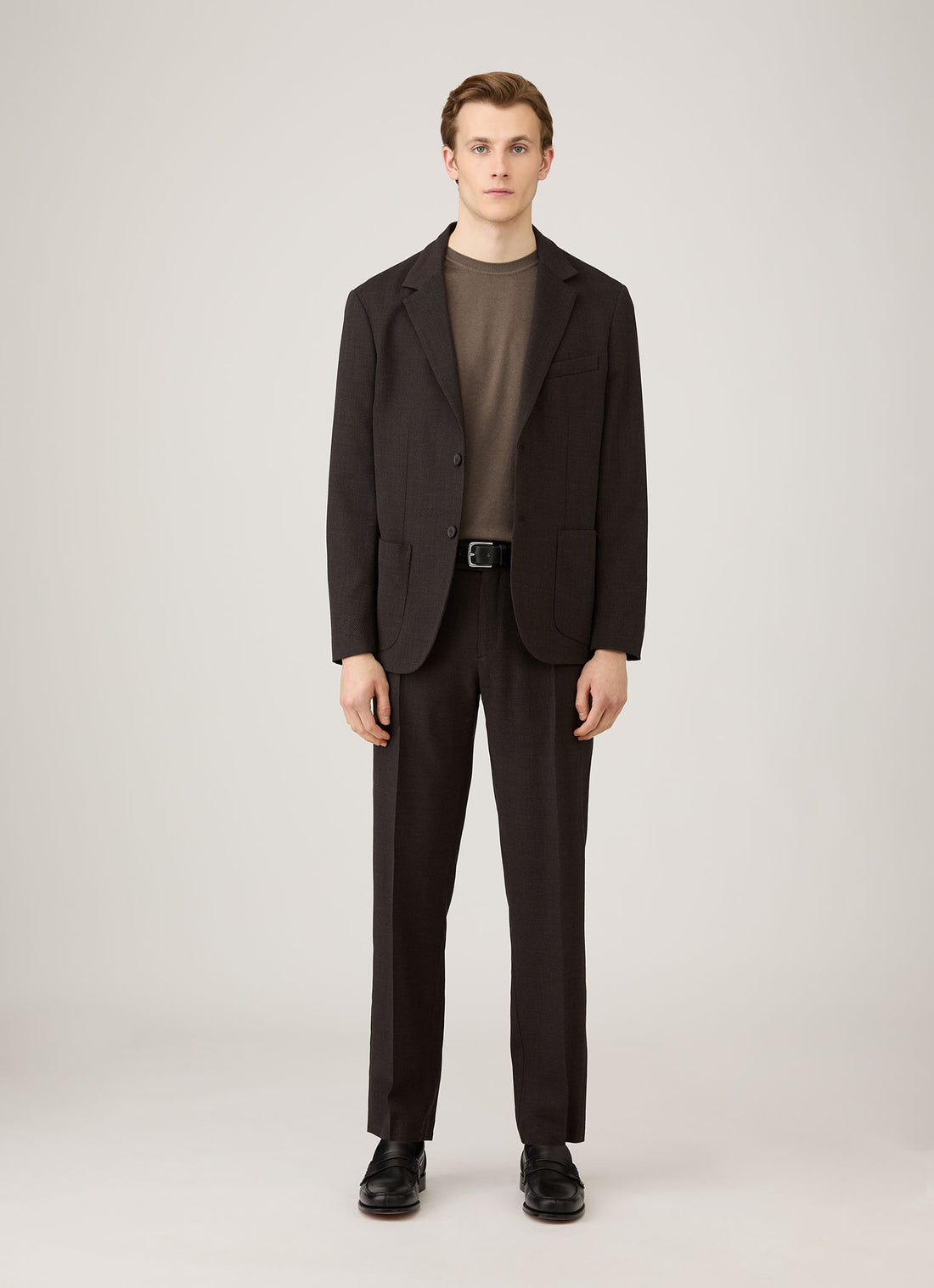 Men's Sea Island Cashmere Crew Neck Jumper in Bark