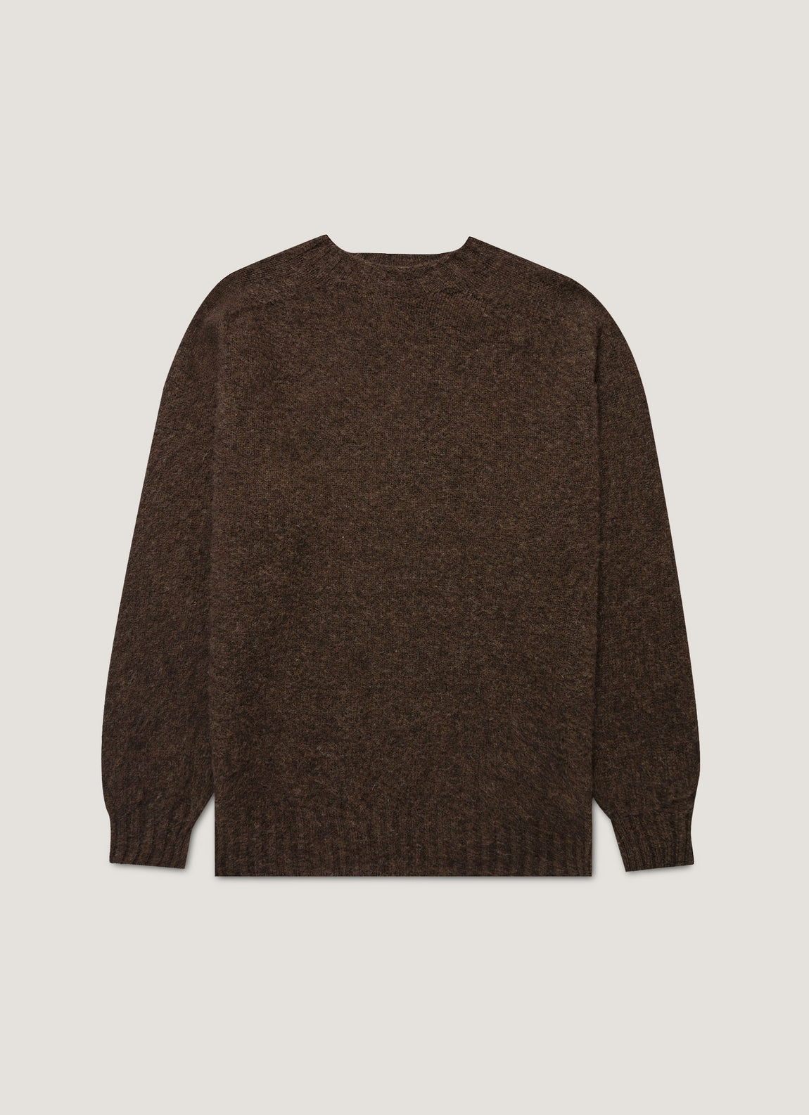 Men's Shetland Crew Neck Jumper in Bark