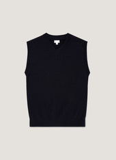 Men's Lambswool Vest in Dark Navy Mouline