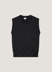 Men's Lambswool Vest in Charcoal Melange