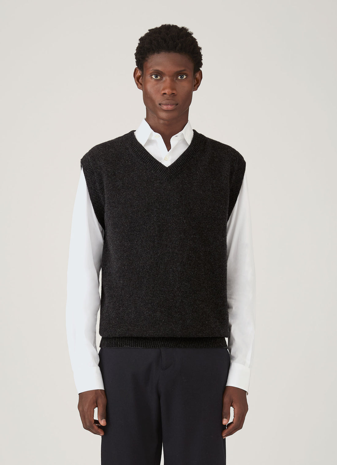 Men's Lambswool Vest in Charcoal Melange