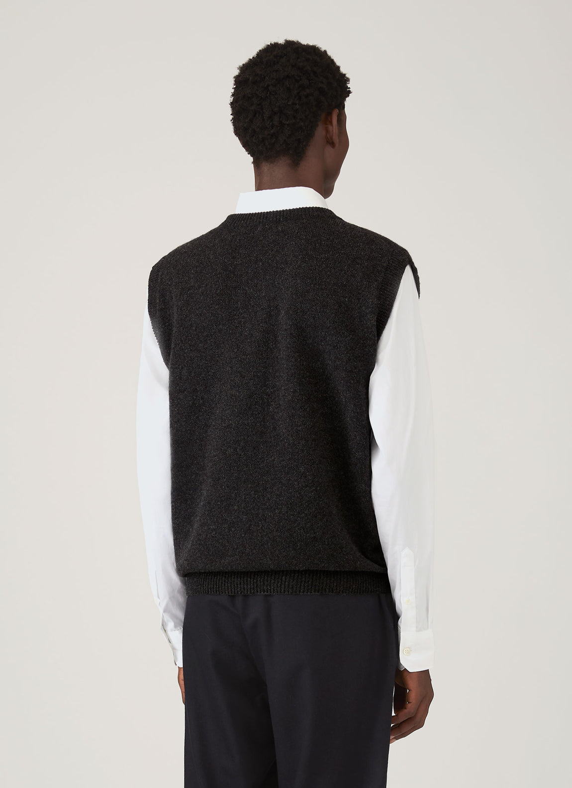 Men's Lambswool Vest in Charcoal Melange