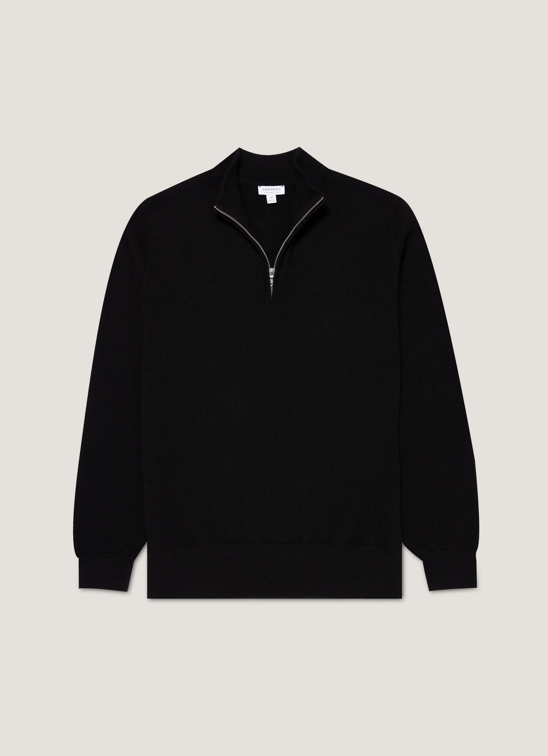 Men's Cashmere Half Zip Jumper in Black