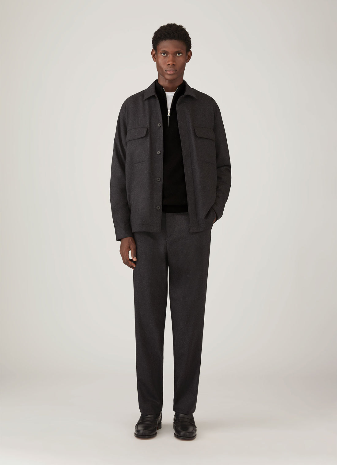 Men's Cashmere Half Zip Jumper in Black