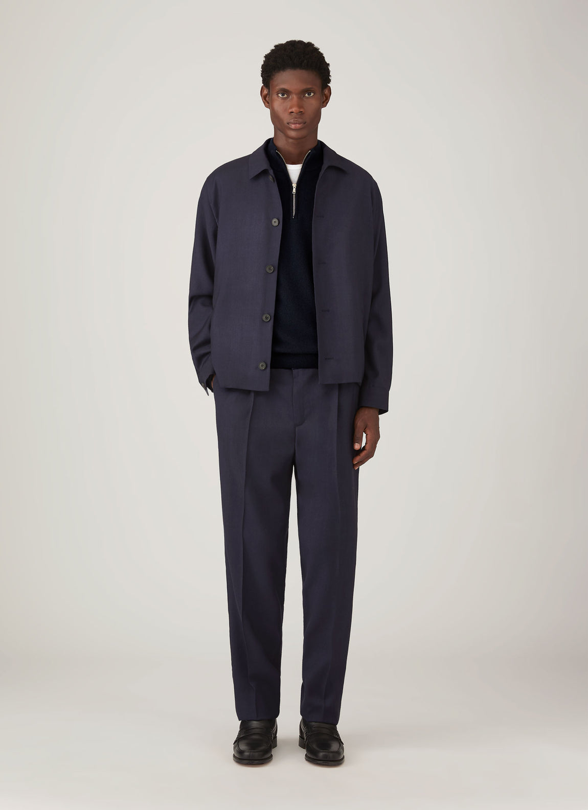 Men's Cashmere Half Zip Jumper in Navy