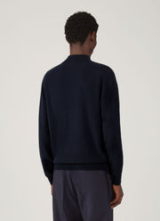 Men's Cashmere Half Zip Jumper in Navy