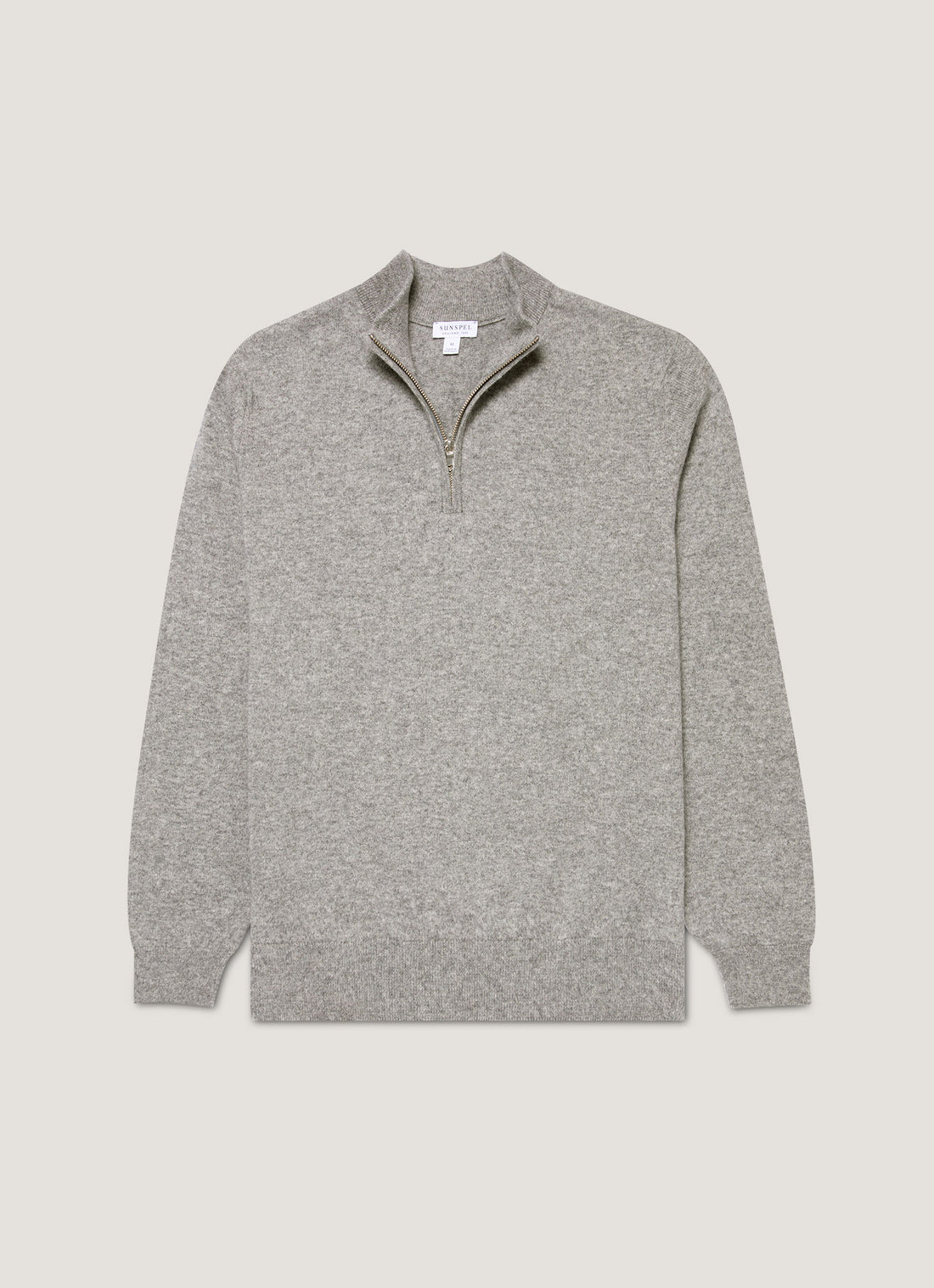 Men's Cashmere Half Zip Jumper in Grey Melange