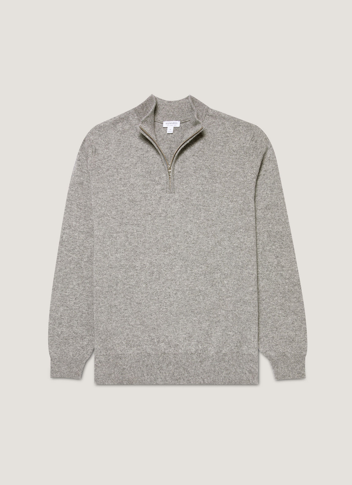 Men's Cashmere Half Zip Jumper in Grey Melange