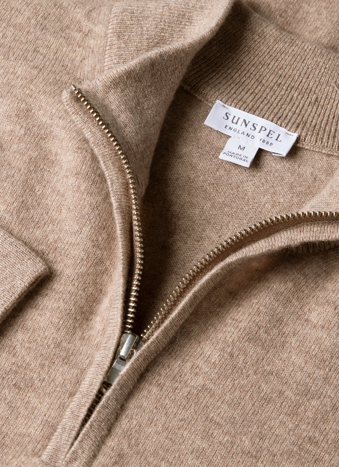Men's Cashmere Half Zip Jumper in Oatmeal Melange