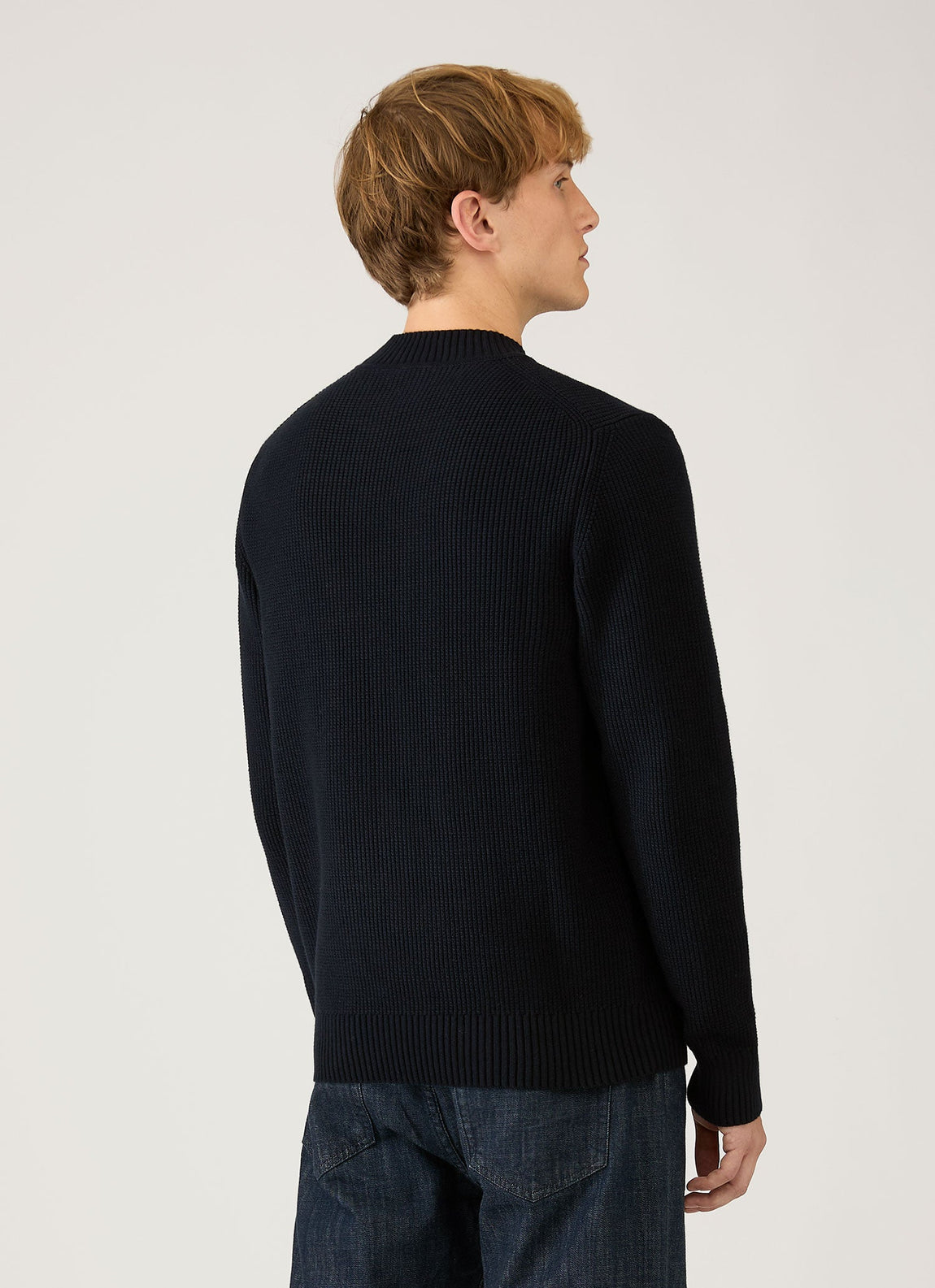 Men's Cotton Crew Neck Jumper in Navy