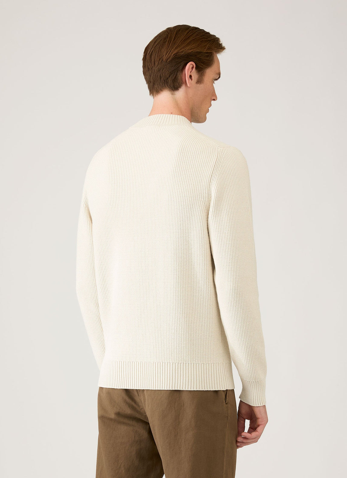 Men's Cotton Crew Neck Jumper in Ecru