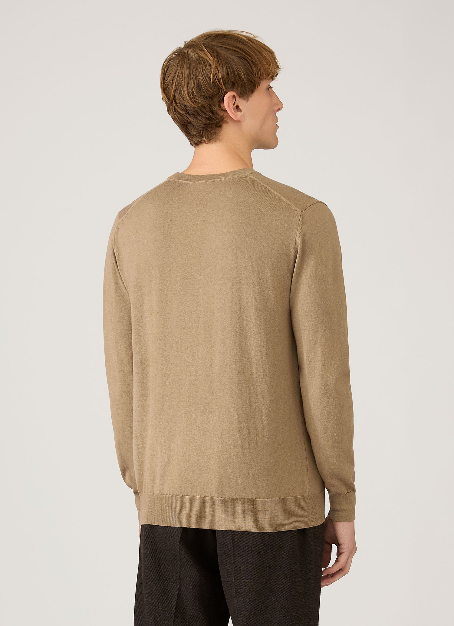Men's Lightweight Cotton Jumper in Dark Stone