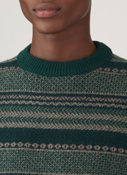 Men's Lambswool Fair Isle Jumper in Holly Green
