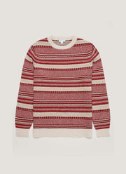 Men's Lambswool Fair Isle Jumper in Bright Red