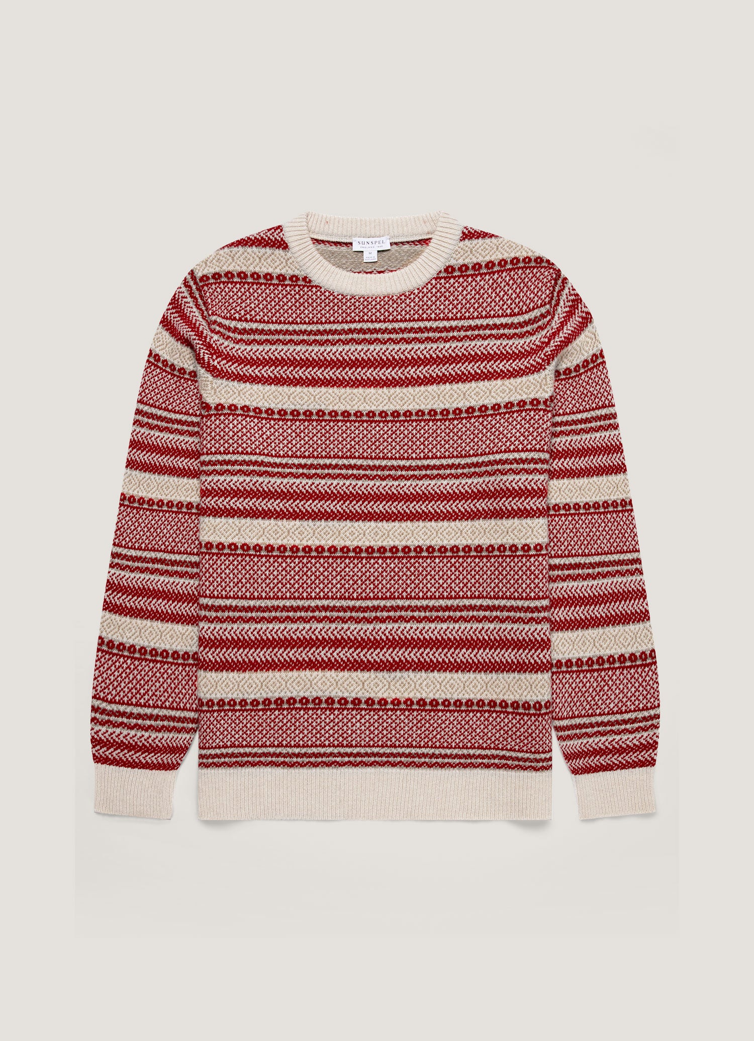 Men's Lambswool Fair Isle Jumper in Bright Red
