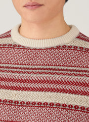 Men's Lambswool Fair Isle Jumper in Bright Red