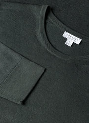 Men's Extra-Fine Merino Crew Neck Jumper in Slate Green