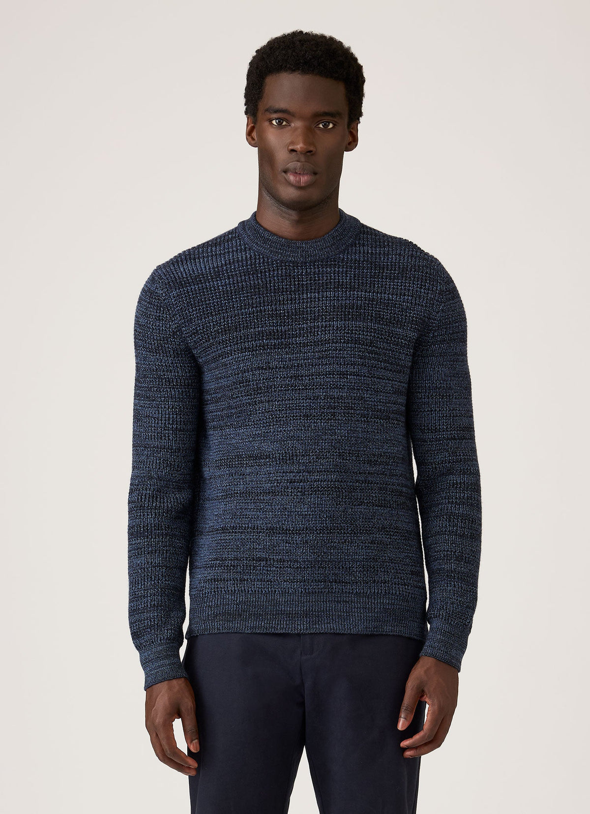 Men's Merino Twisted Stitch Jumper in Navy