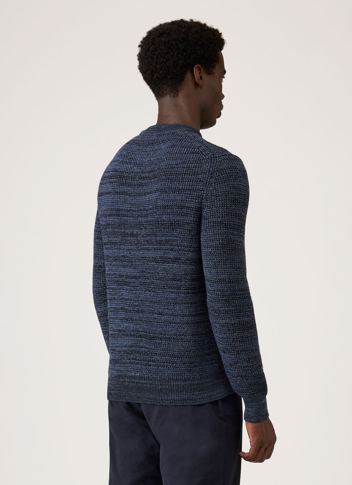 Men's Merino Twisted Stitch Jumper in Navy