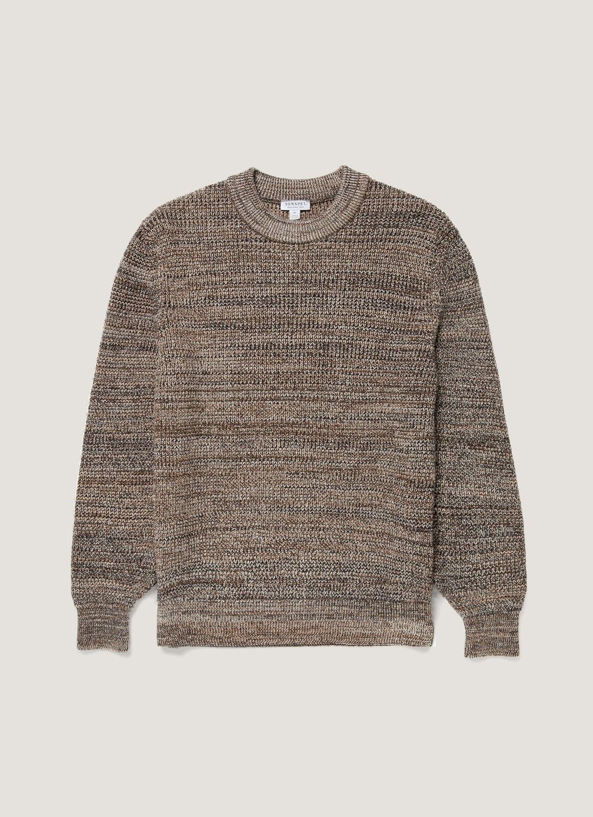 Men's Merino Twisted Stitch Jumper in Dark Beige
