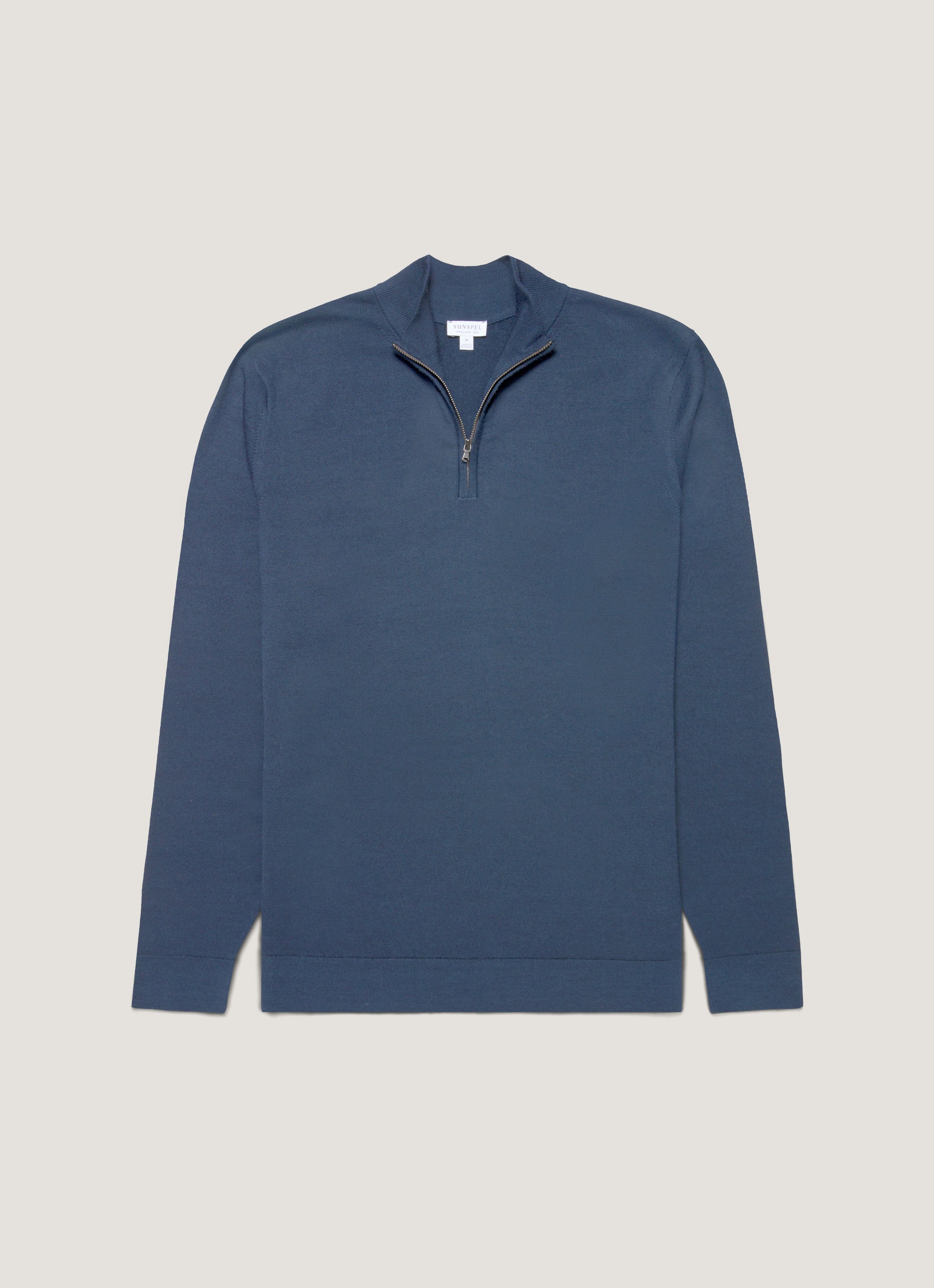 Men's Extra-Fine Merino Half Zip Jumper in Slate Blue