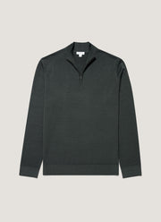 Men's Extra-Fine Merino Half Zip in Slate Green